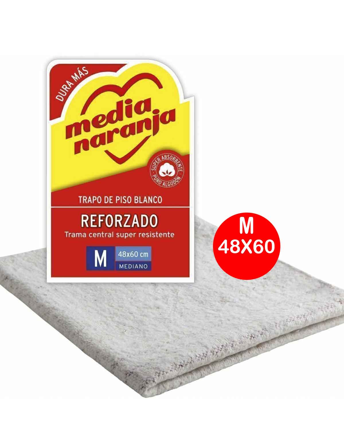 Trapo de Piso Media Naranja Blanco Reforzado 48 x 60 Cm